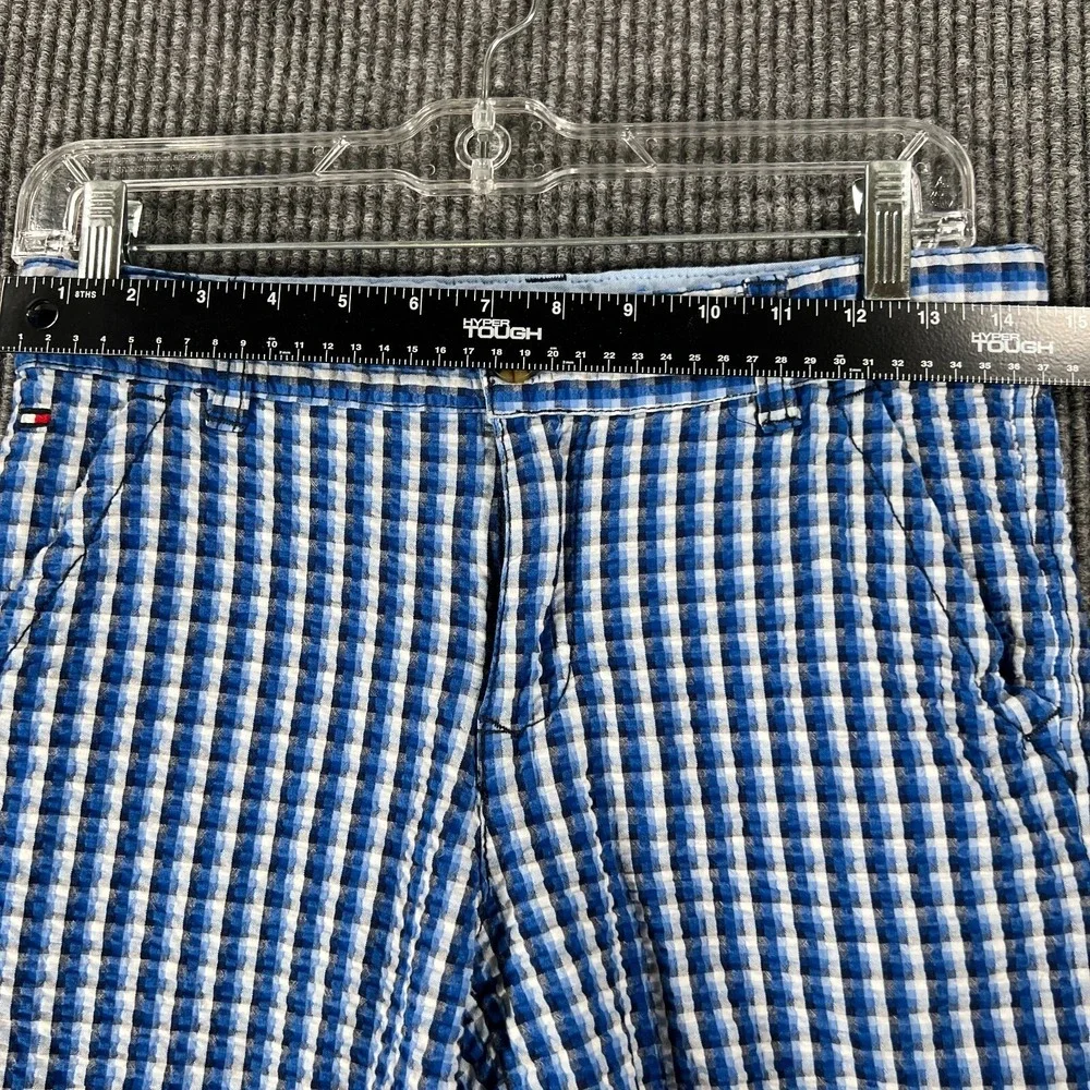 Tommy Hilfiger Shorts Youth Boys Size 16 Blue Check Seersucker Chino 100% Cotton